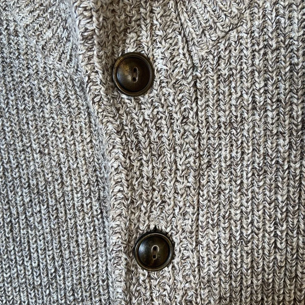 J.Crew Cotton Cardigan Mens L Oatmeal Marled Knit Button Front‎